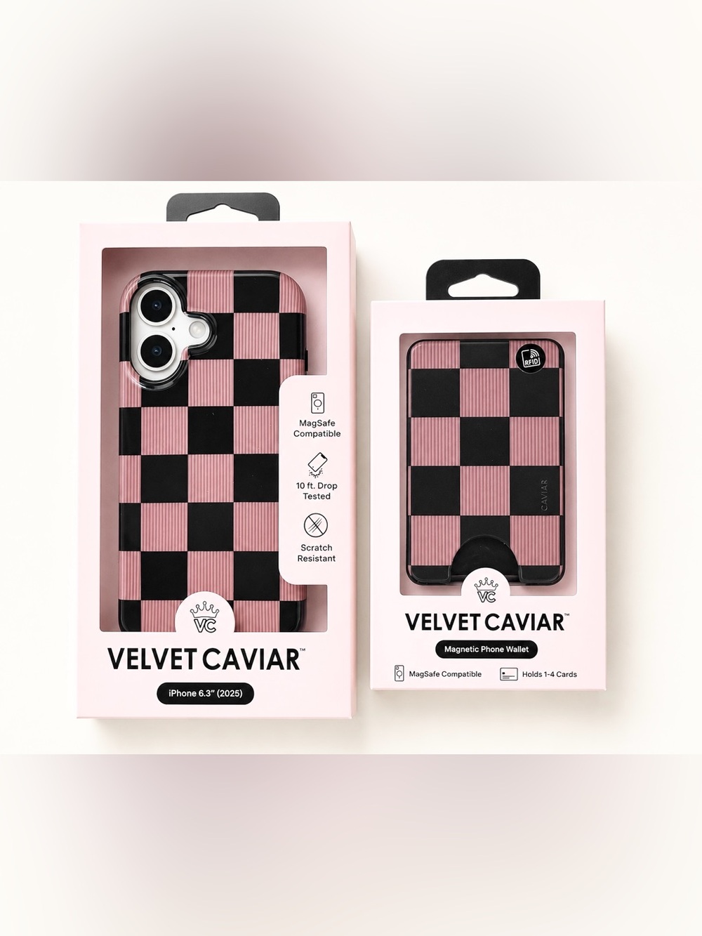 Velvet Caviar I phone 17 Case Set Checkered MagSafe Magnetic Wallet